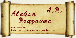 Aleksa Mrazovac vizit kartica